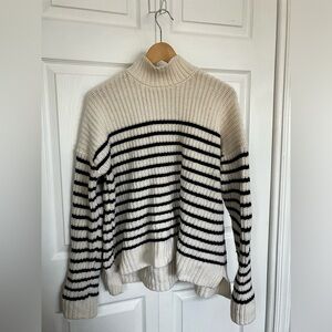 Alex Mill Bretton Stripe Seattle Sweater Navy Blue Cream Ivory Wool Cashmere S